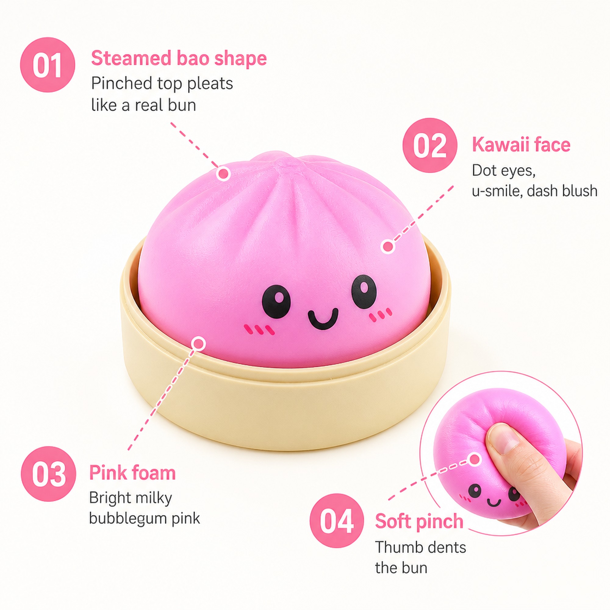 Pink Steamer Bao features