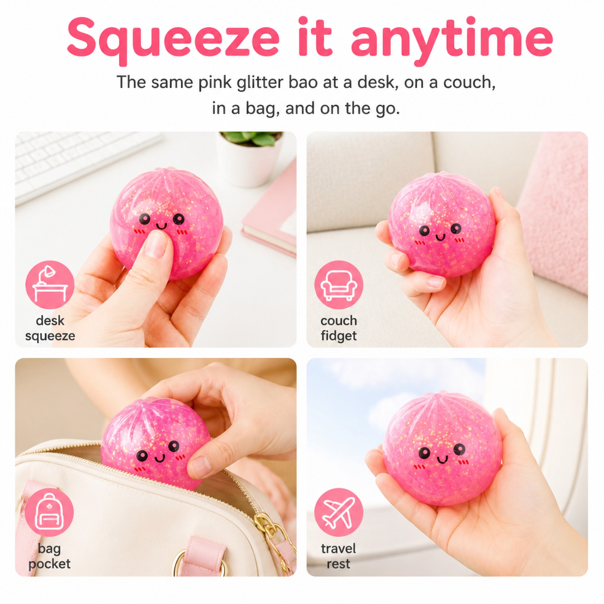 Glitter Smiley Bao use occasions