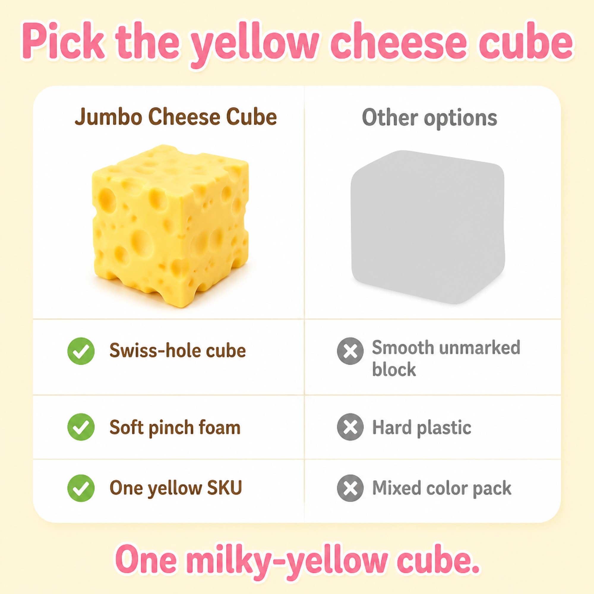 Jumbo Cheese Cube compared with other options