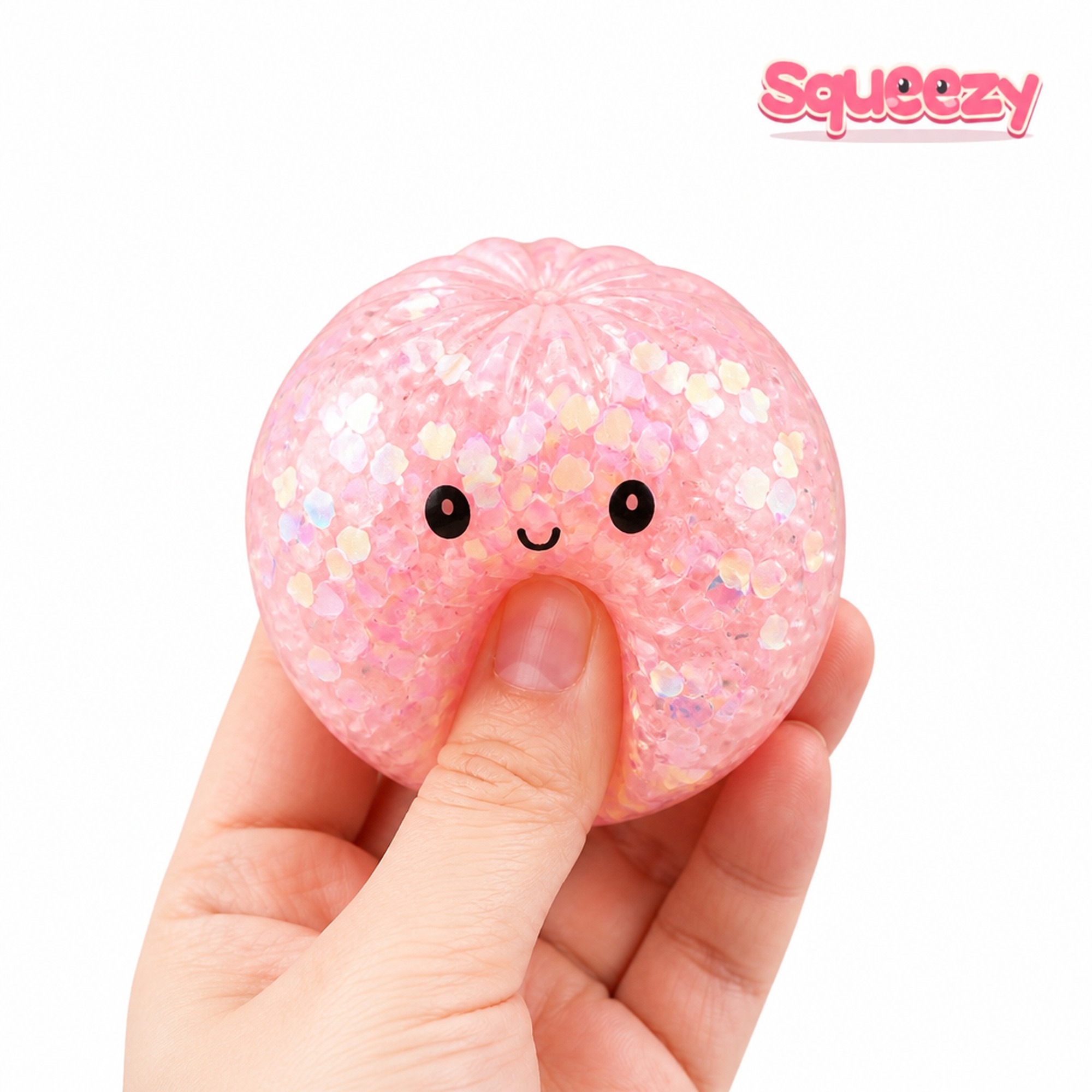 Heart Glitter Bao being squeezed