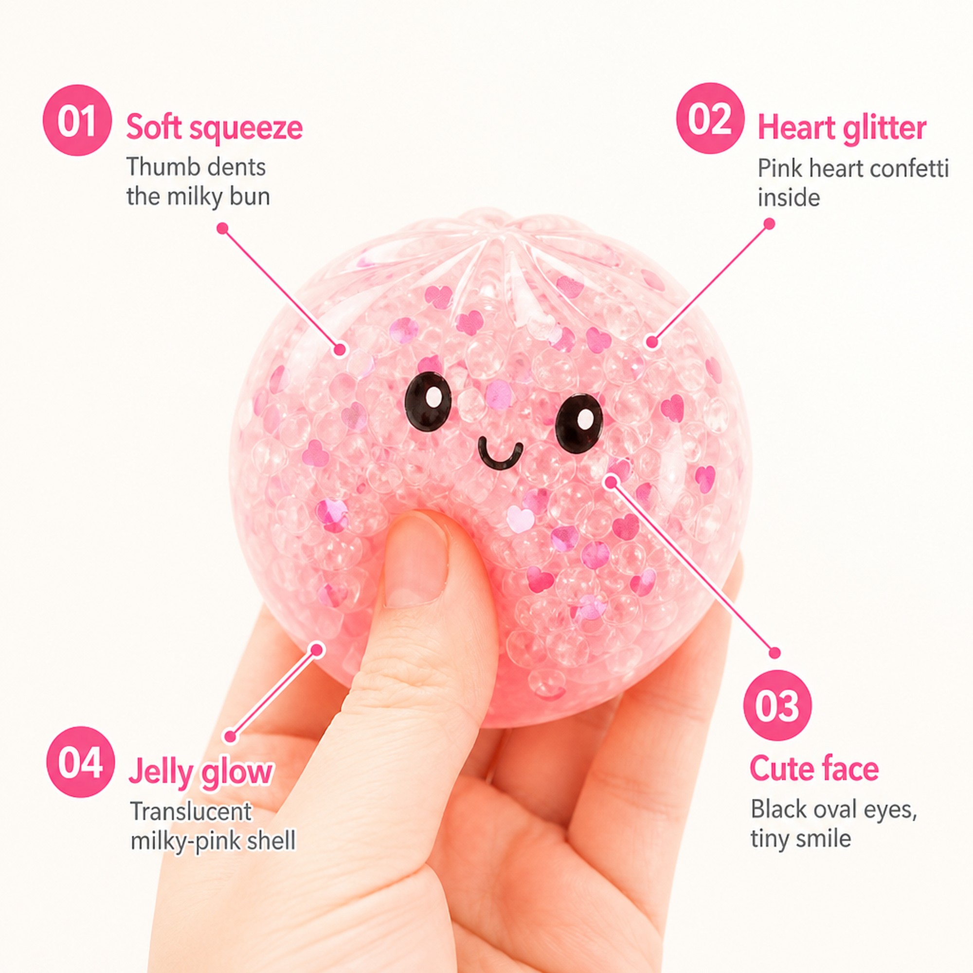 Heart Glitter Bao features