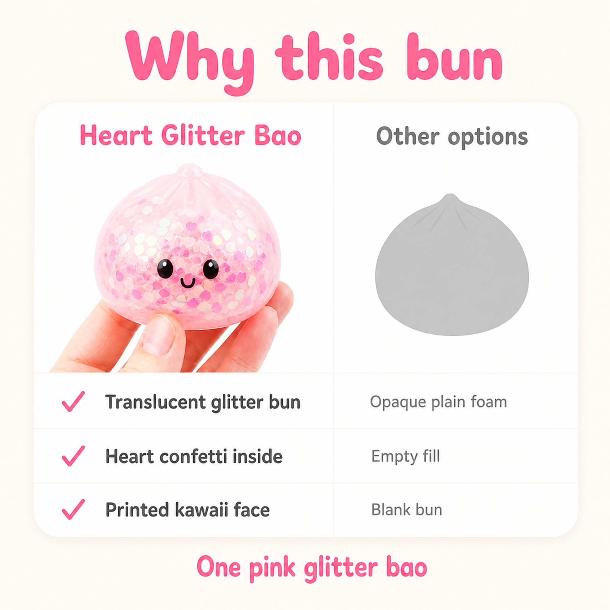 Heart Glitter Bao compared with other options