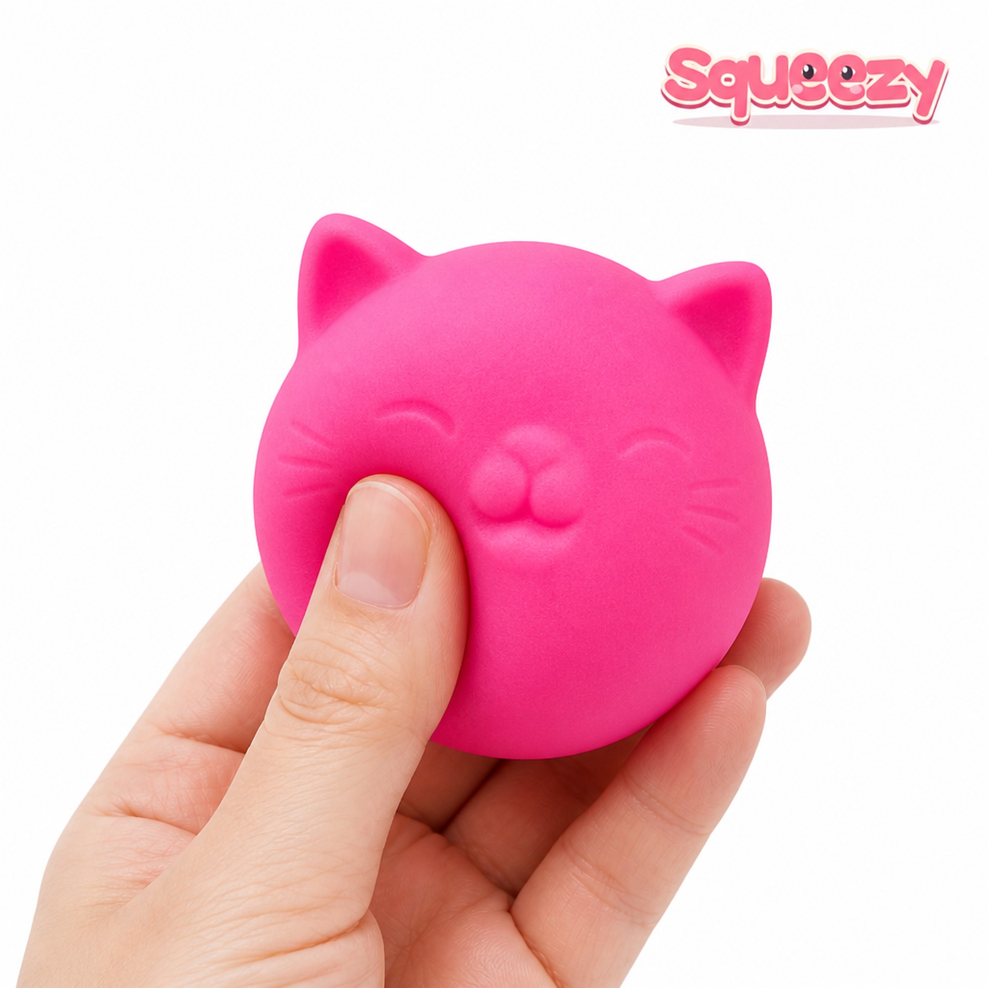 Pink Cat Head being squeezed