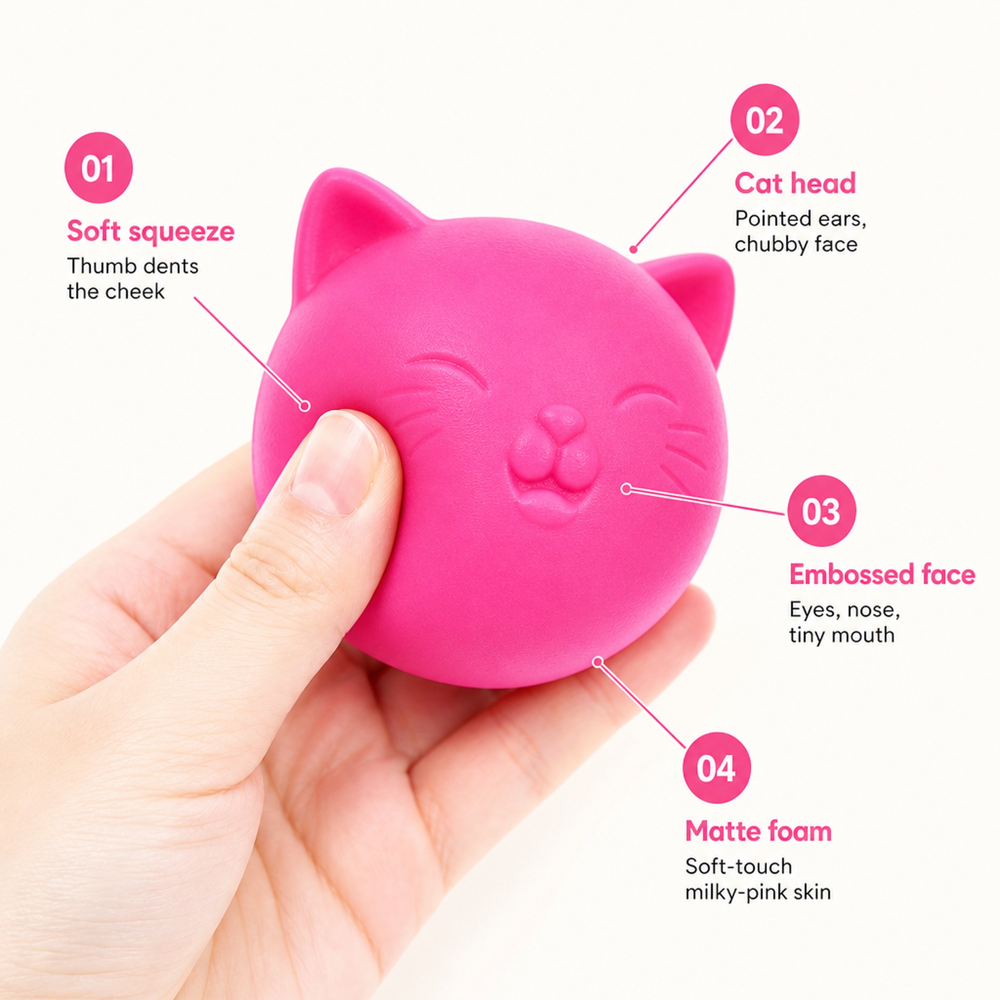 Pink Cat Head features