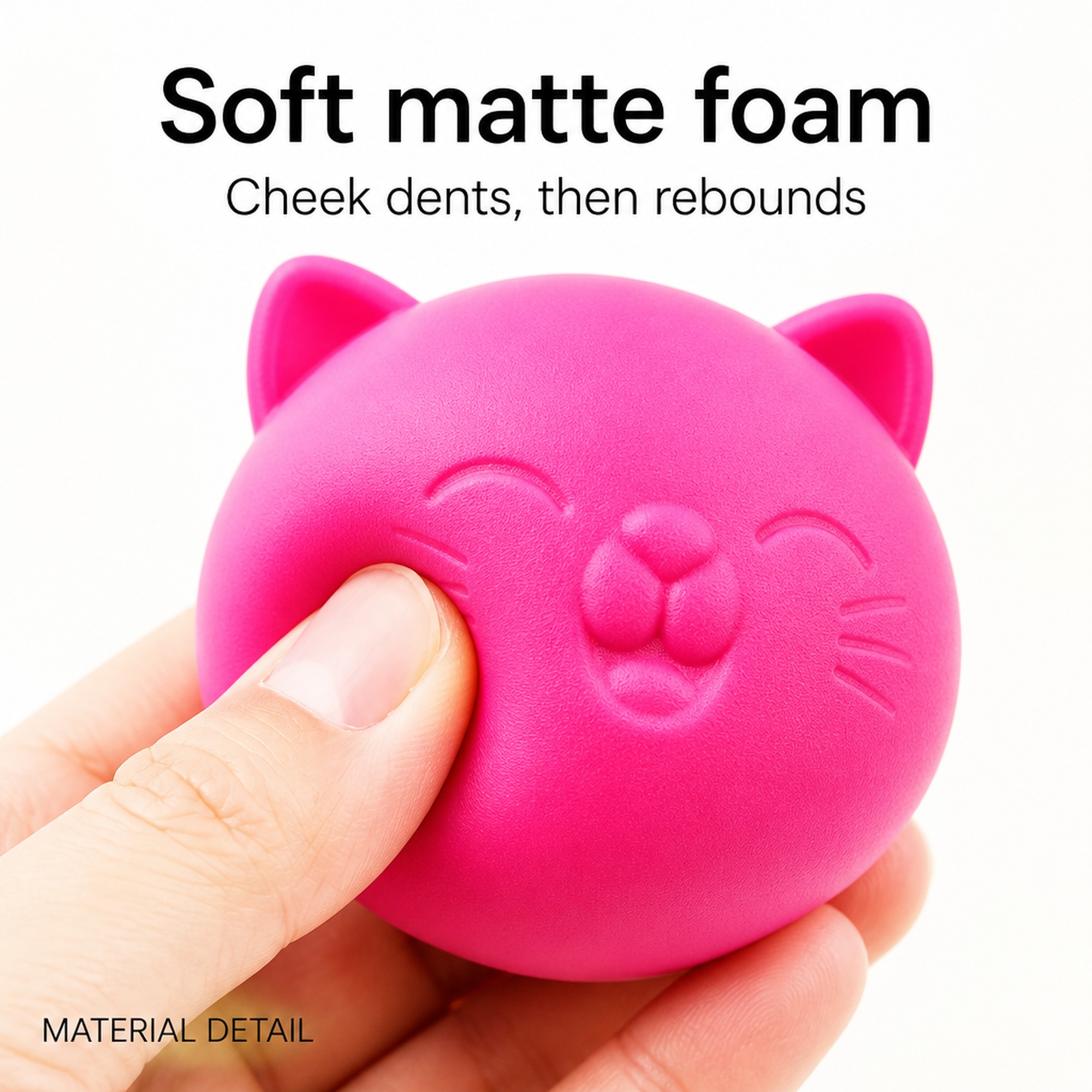 Pink Cat Head matte foam squeeze