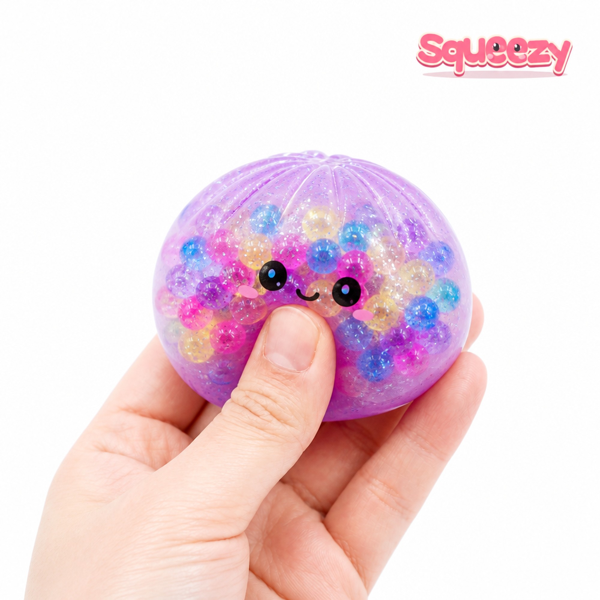 Purple Bead Bao being squeezed