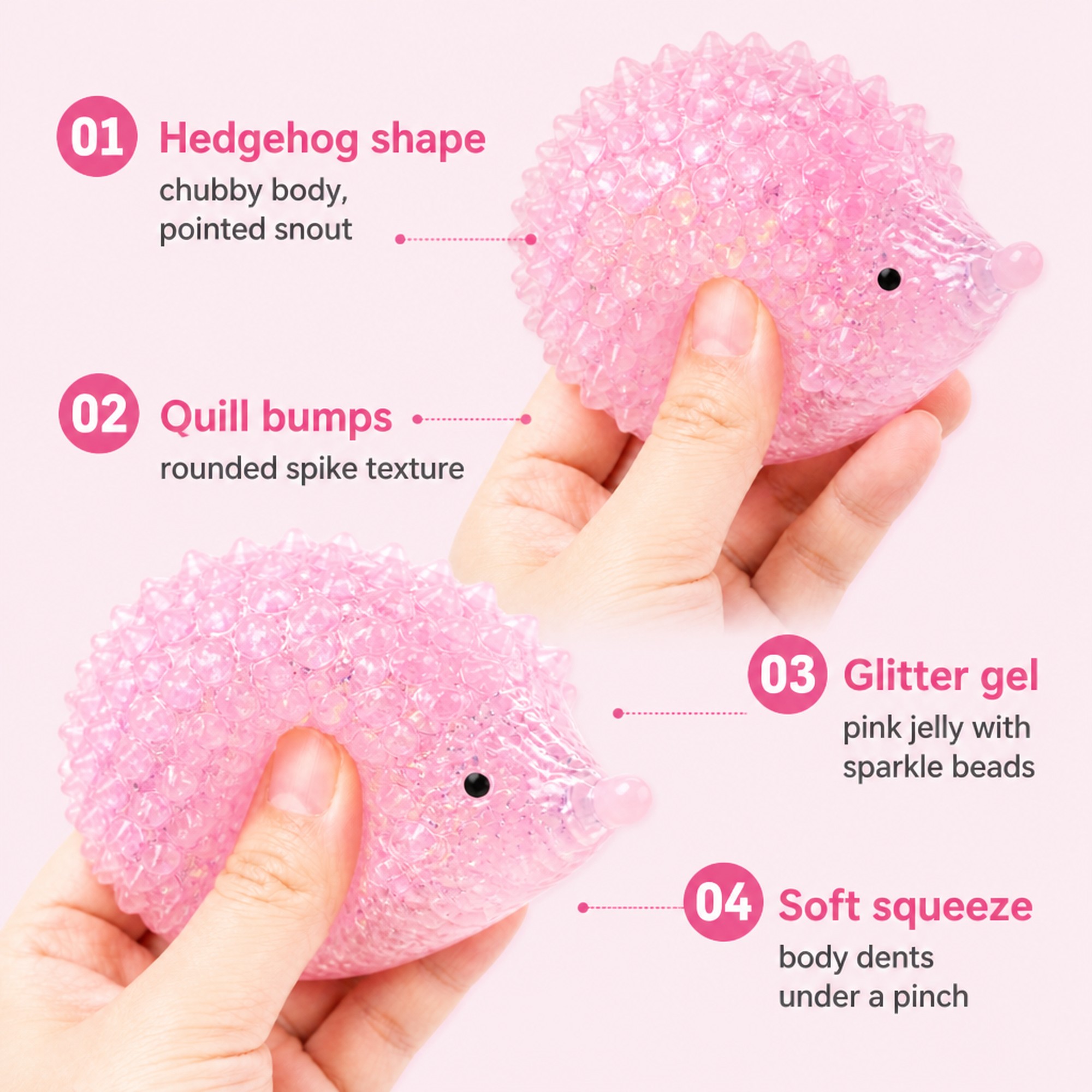 Pink Hedgehog features