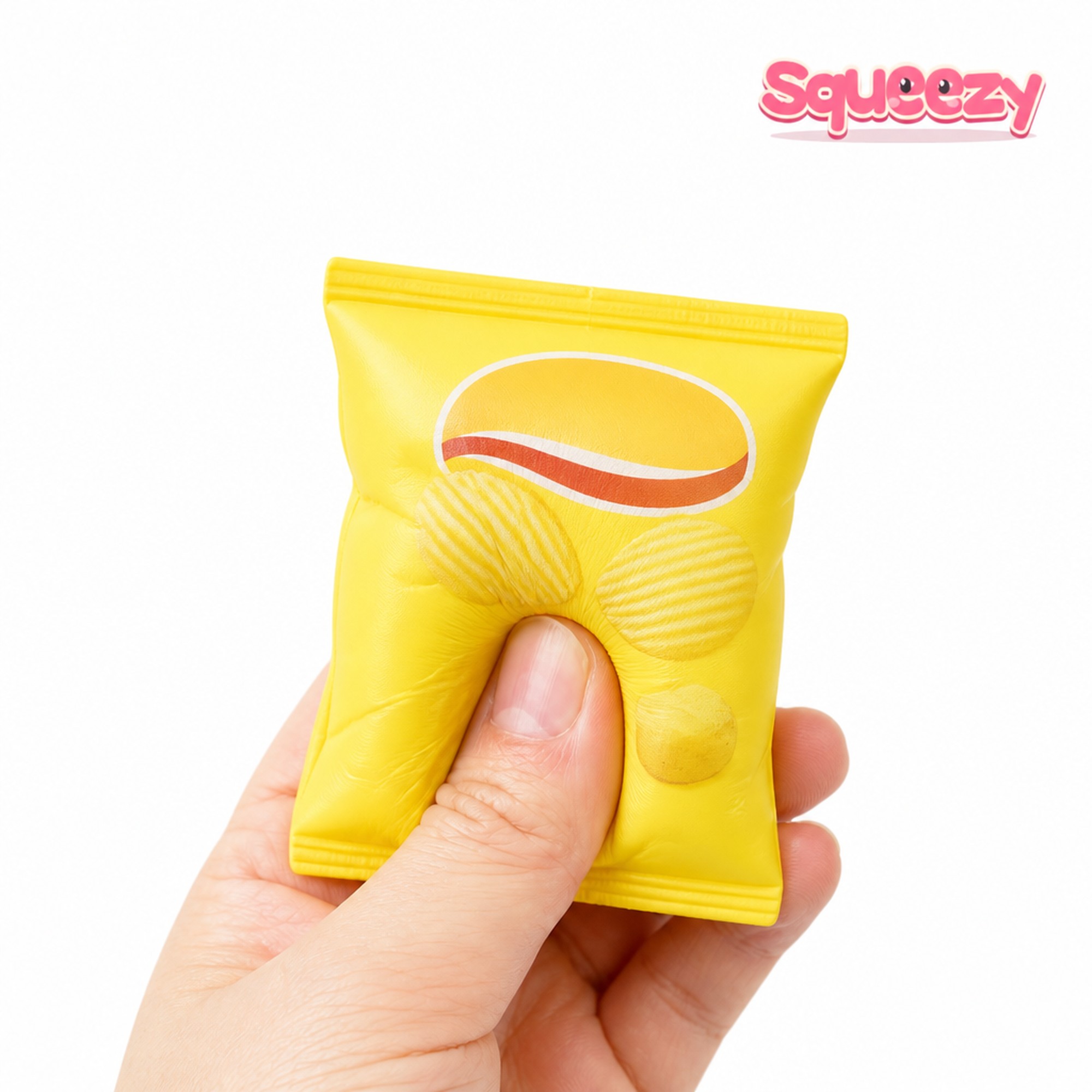 Chip Snack Bag being squeezed
