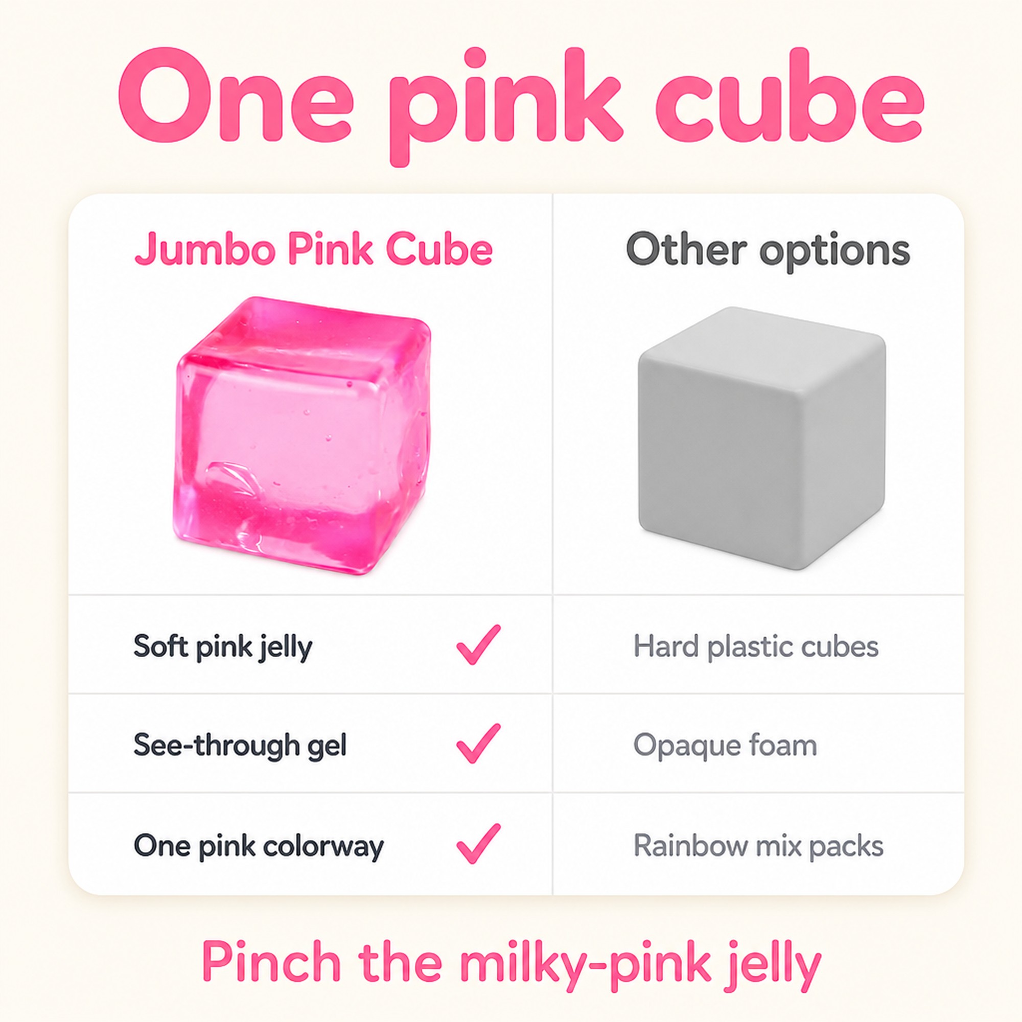 Jumbo Pink Cube compared with other options