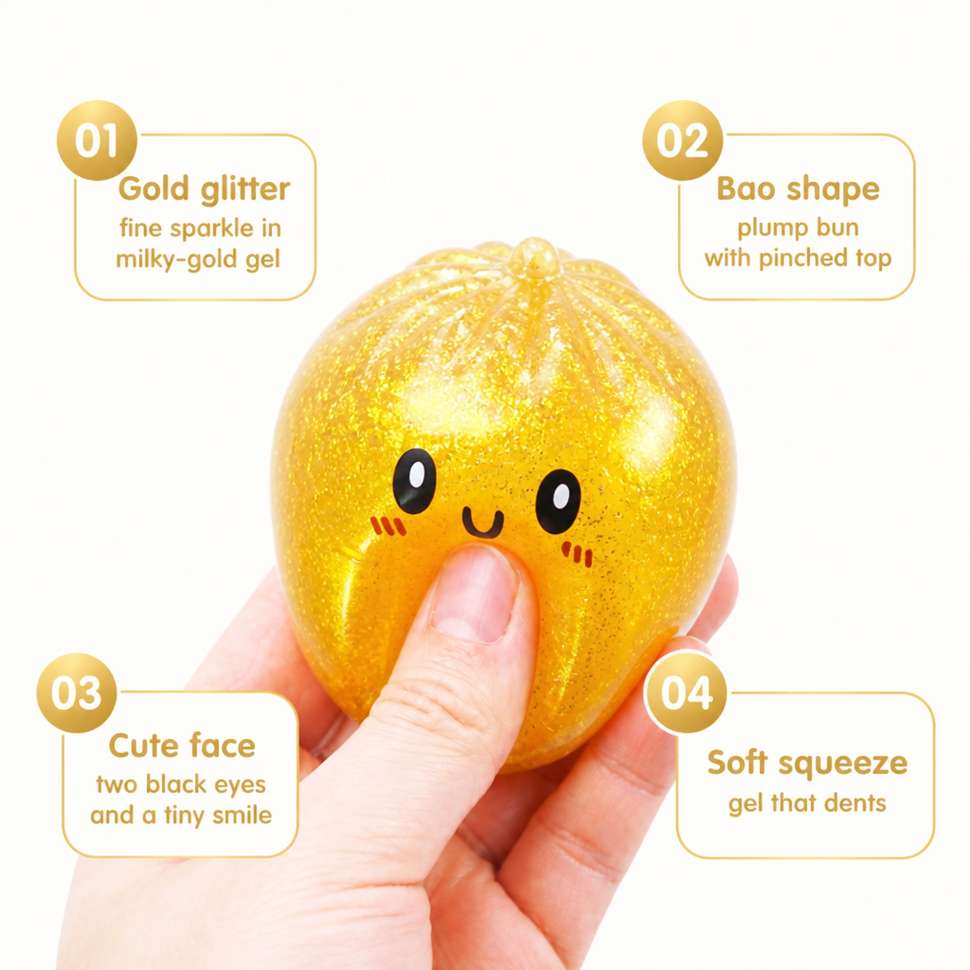 Gold Glitter Bao features