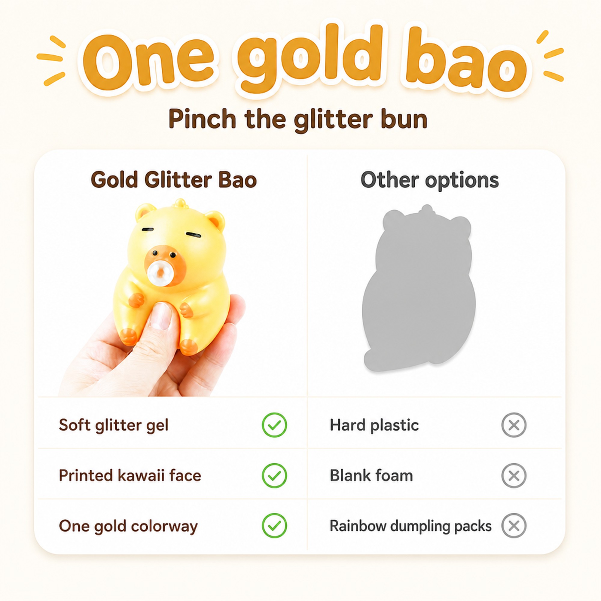 Gold Glitter Bao compared with other options