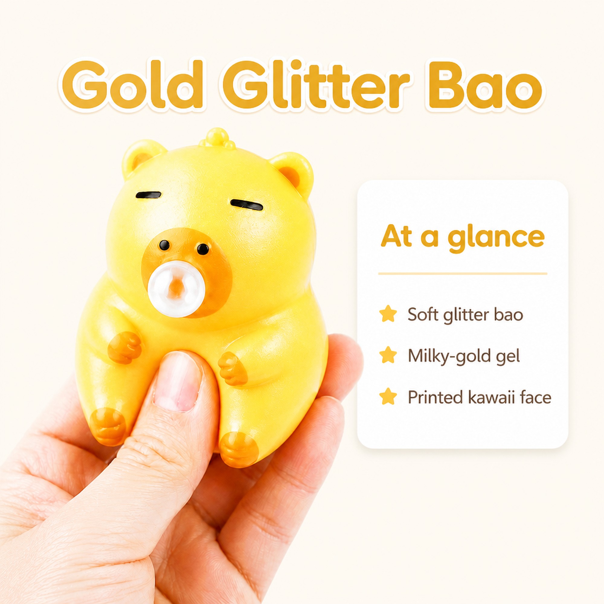 Gold Glitter Bao at a glance