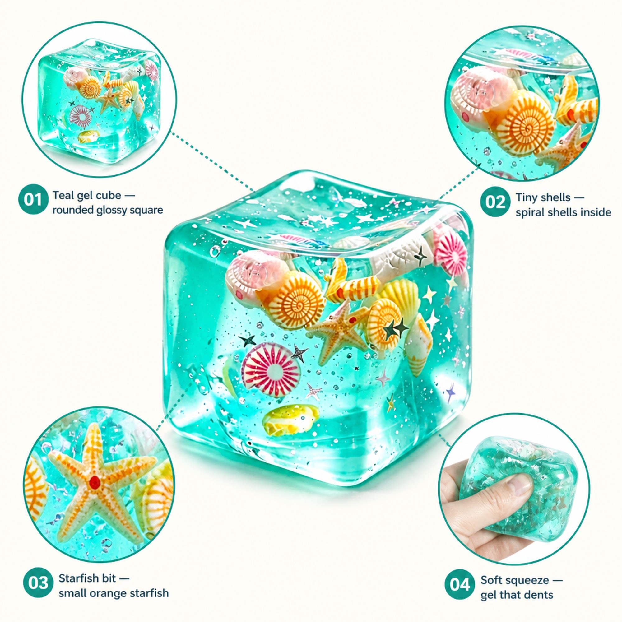 Teal Shell Cube features