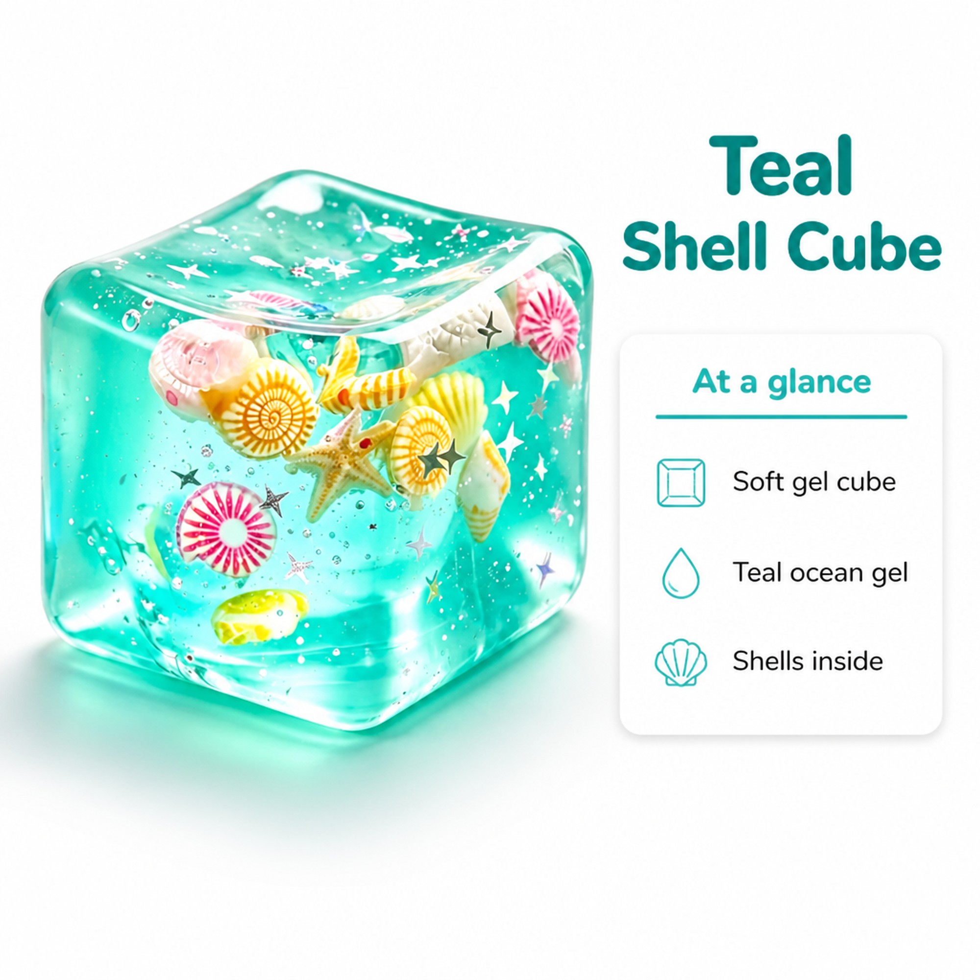 Teal Shell Cube at a glance