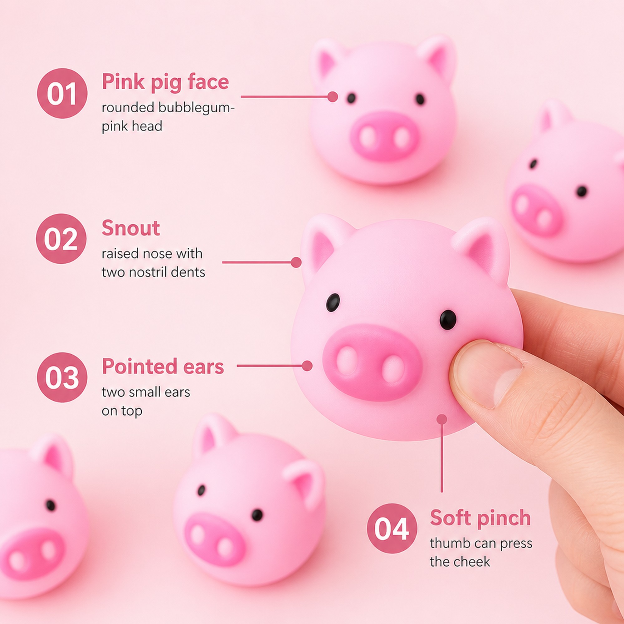 Pink Pig Squishy features