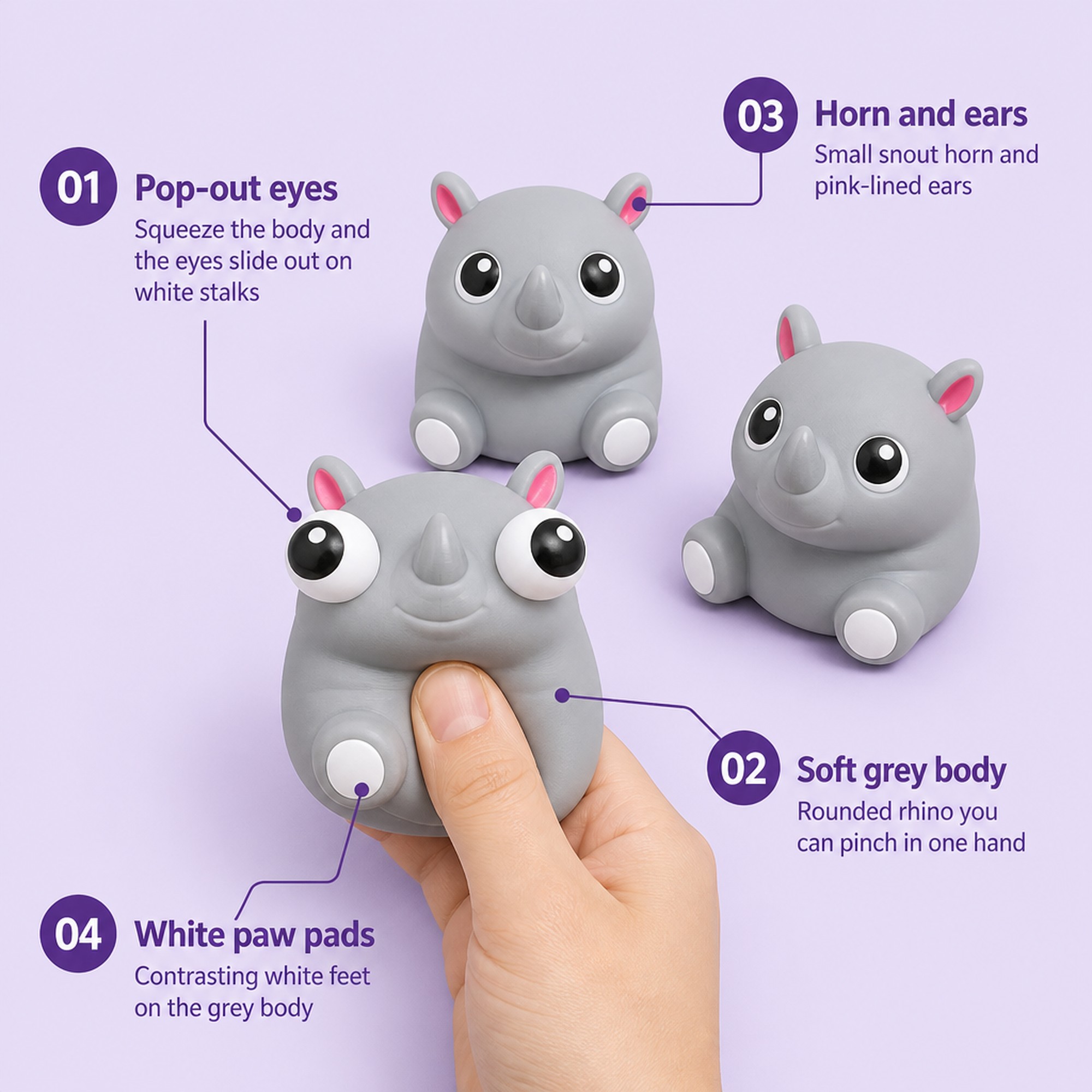 Pop-Eye Rhino features