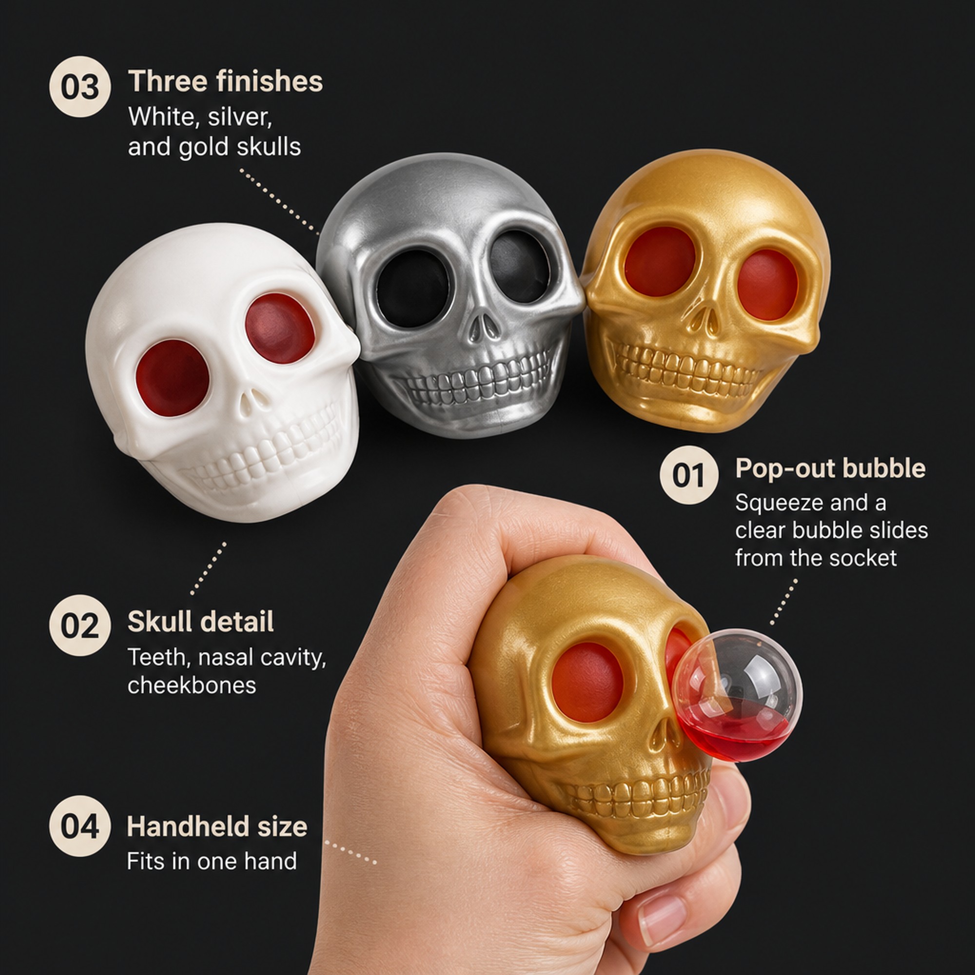 Pop-Eye Skull features
