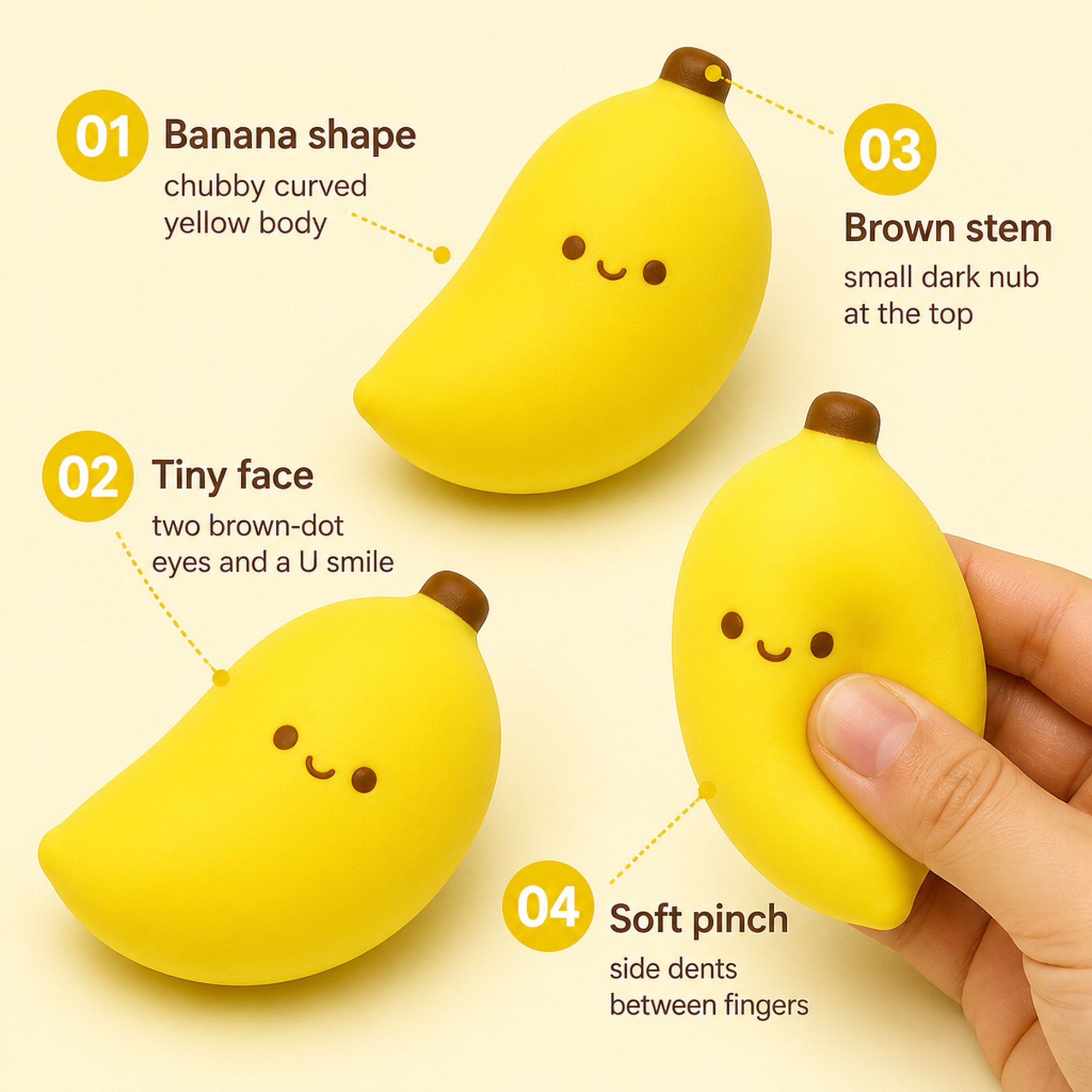Smiley Banana Squishy features