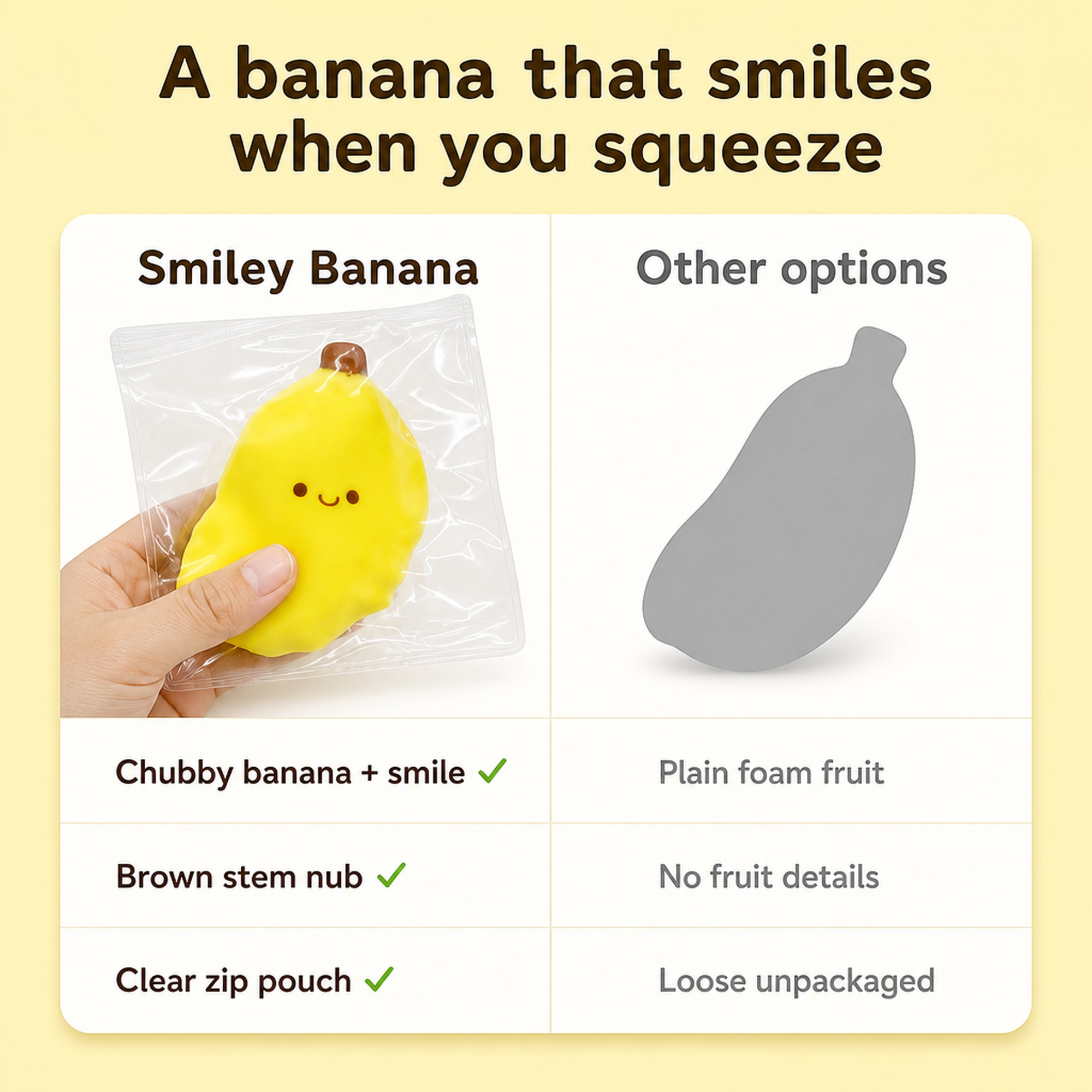 Smiley Banana Squishy compared with other options