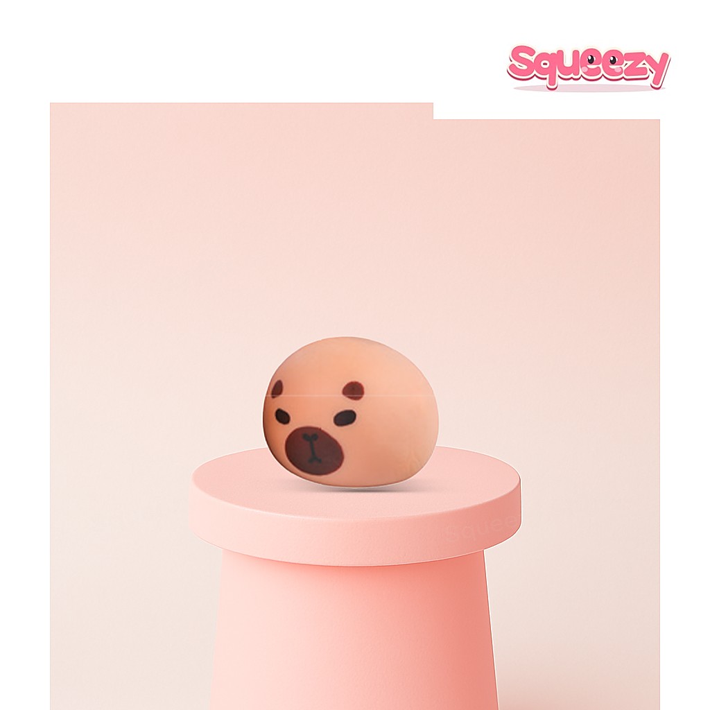 Capybara Anti-Stress Ball Soft Squeezable being squeezed