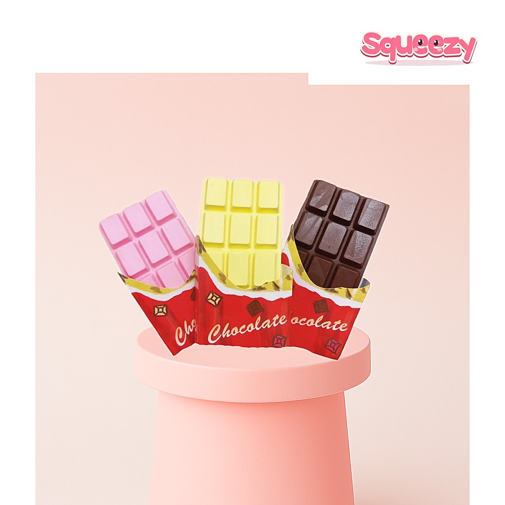 Chocolate Bar Squishy Stress Toy being squeezed
