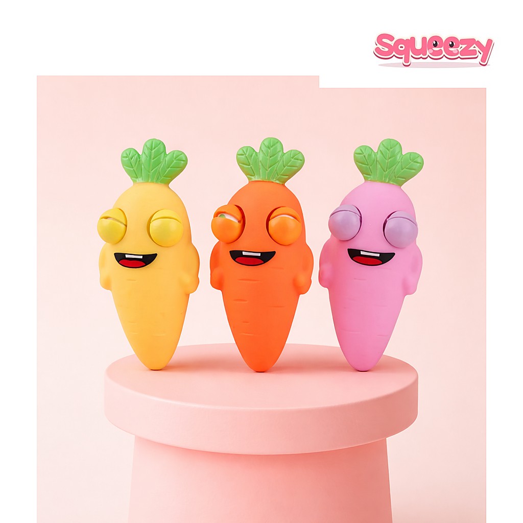 Carrots Popping Squishy being squeezed