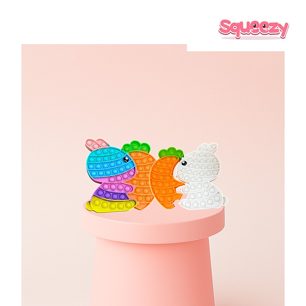 Bunny Rabbit Carrot pop it being squeezed