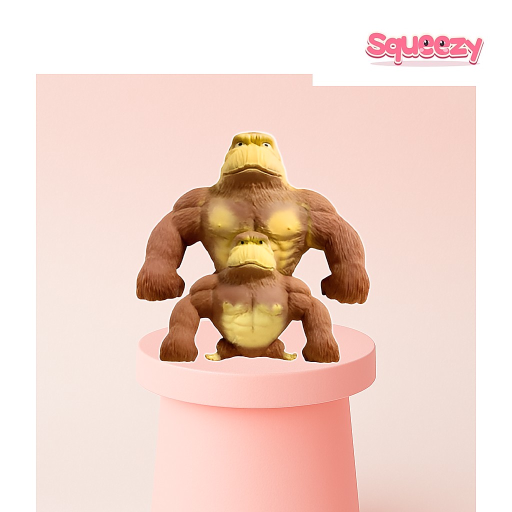 Funny Gorilla Squishy Stress Relief Squeeze Toy being squeezed