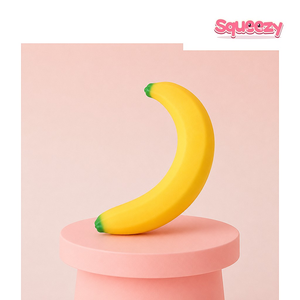 Giant Banana Squishy Jumbo Banana being squeezed