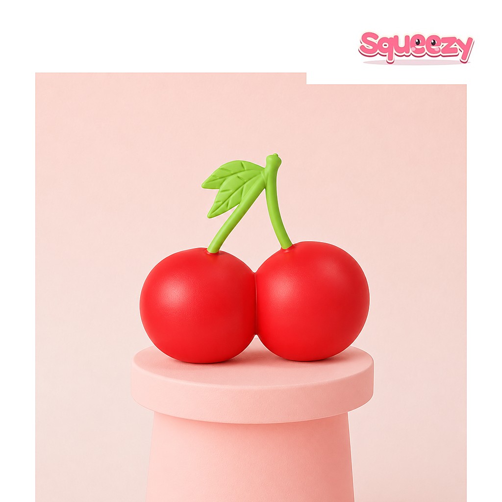 Giant Cherry Squishy Jumbo Cherry being squeezed