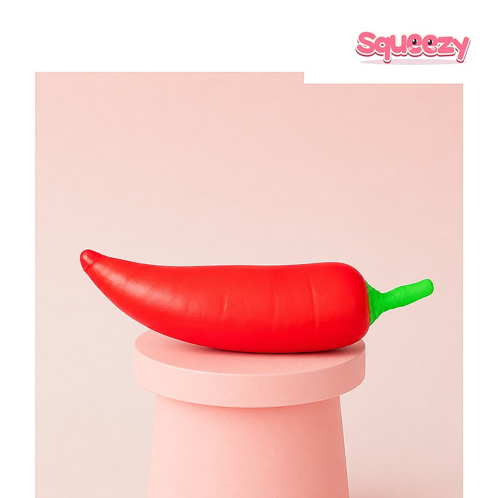 Giant Red Chili Pepper Jumbo Squishy being squeezed