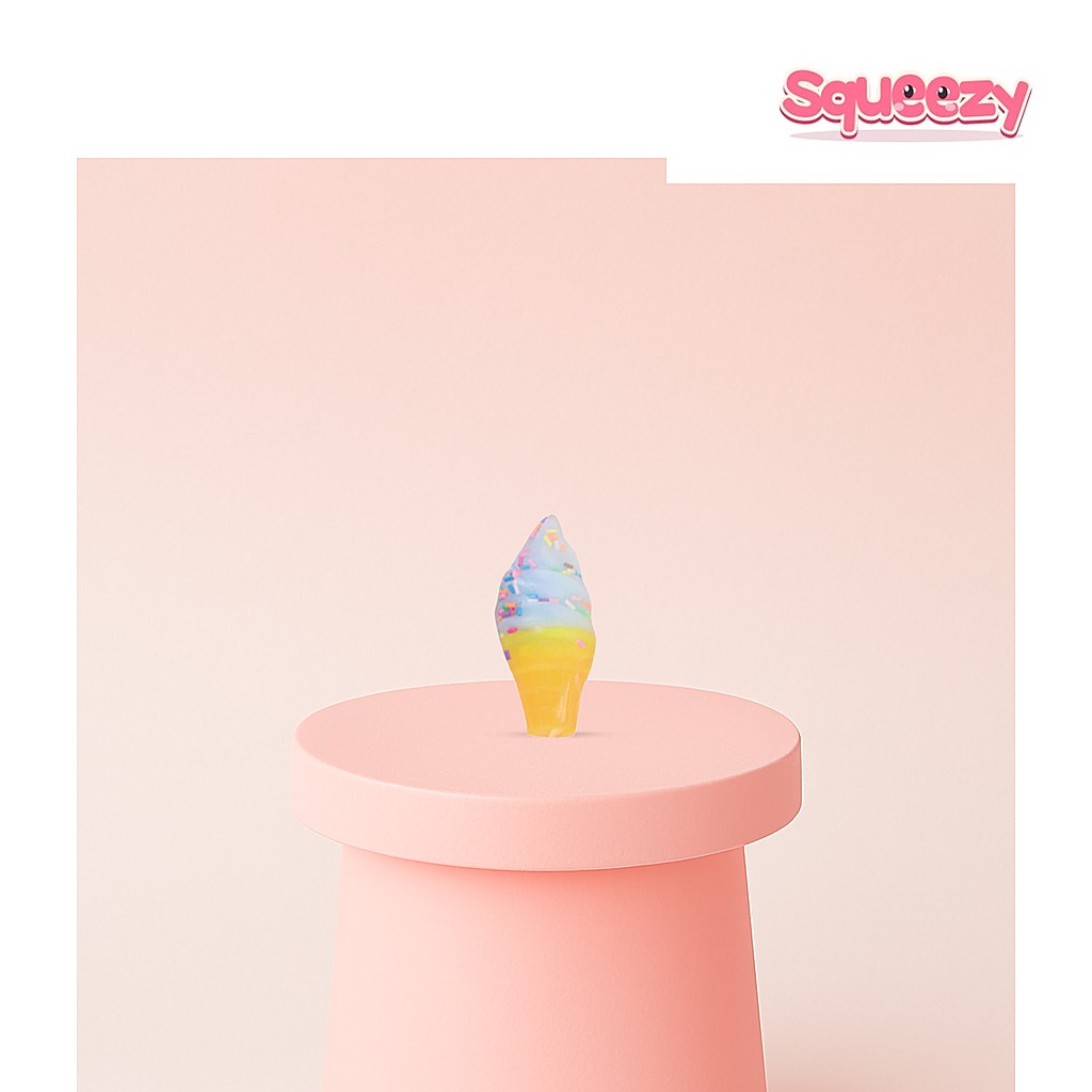 Ice Cream Cone Squishies Rainbow Ice Cream being squeezed