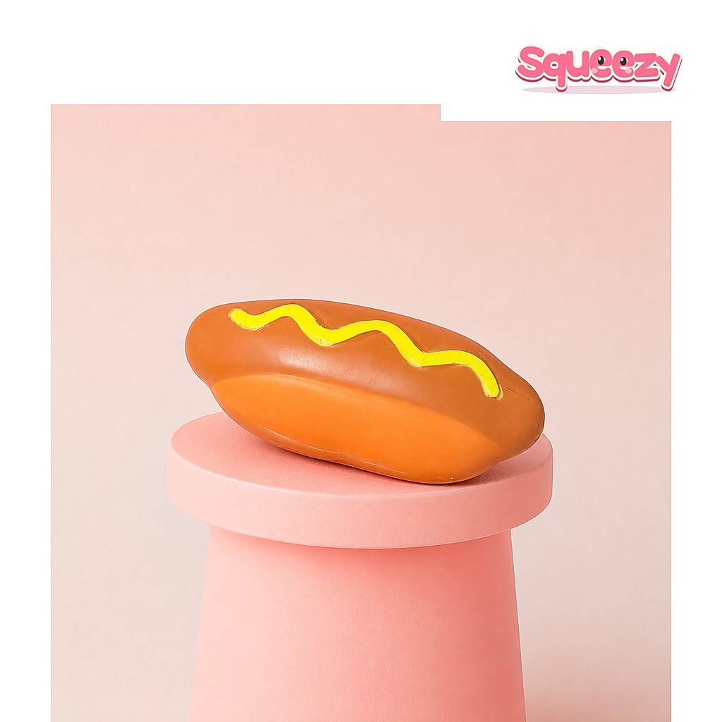 Keycraft Jumbo Hot Dog being squeezed