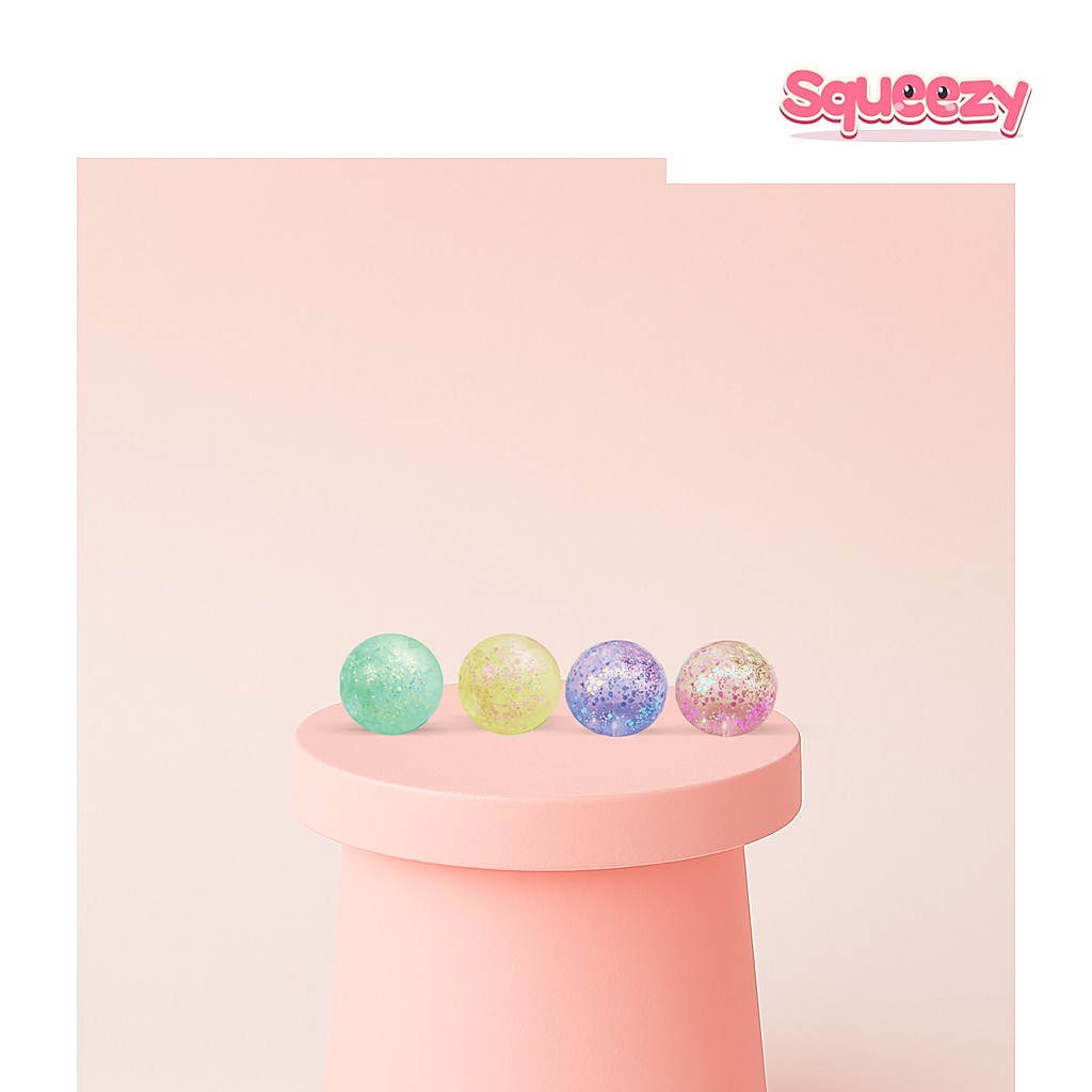 Maltose Ball with Glitter Crystal Ball being squeezed
