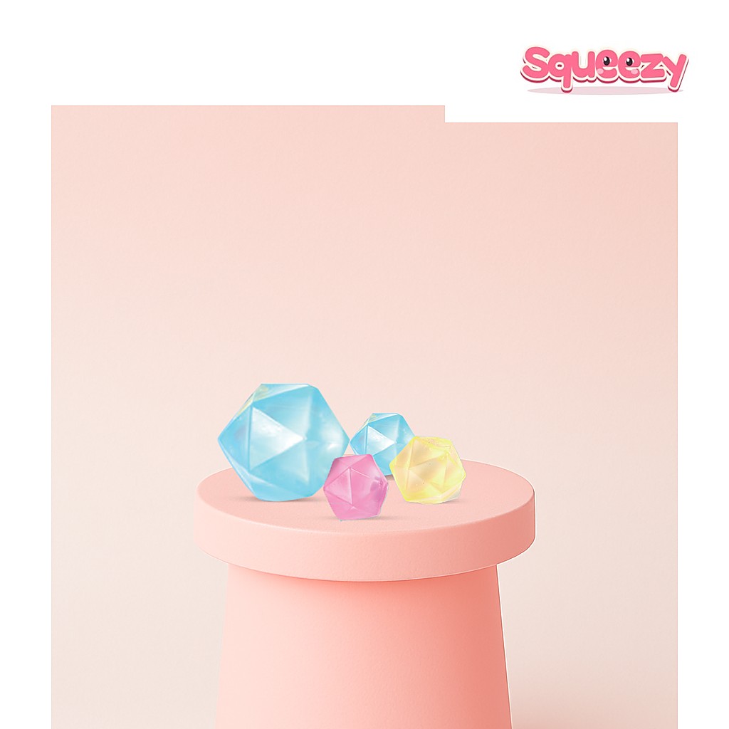Maltose Squishy Diamond Crystal Gem being squeezed