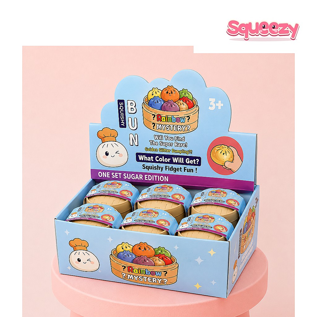Mystery Crystal Dumpling Squishy Kawaii Glitter being squeezed