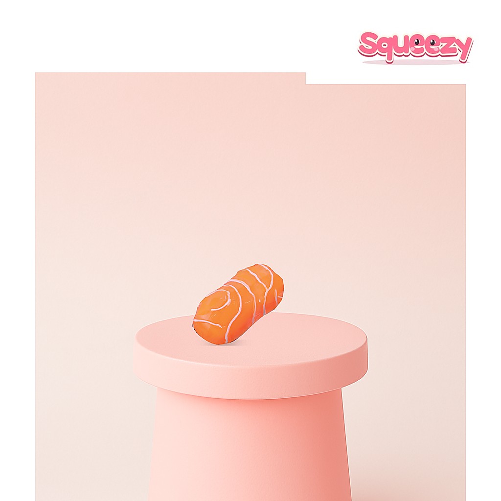 Salmon Squishies Salmon Sushi being squeezed