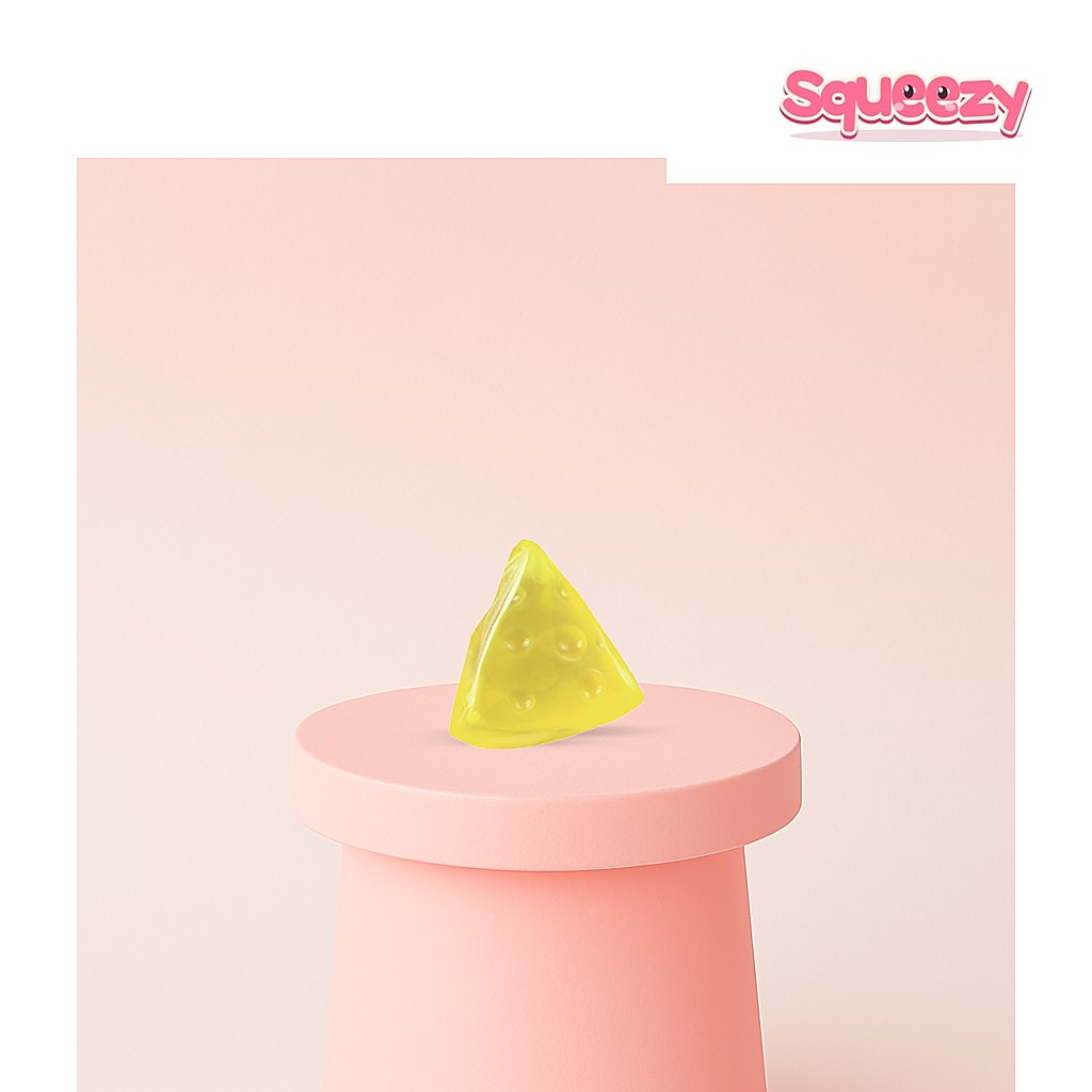 Squishy Cheese Slice with Maltose Glitter Cheese being squeezed