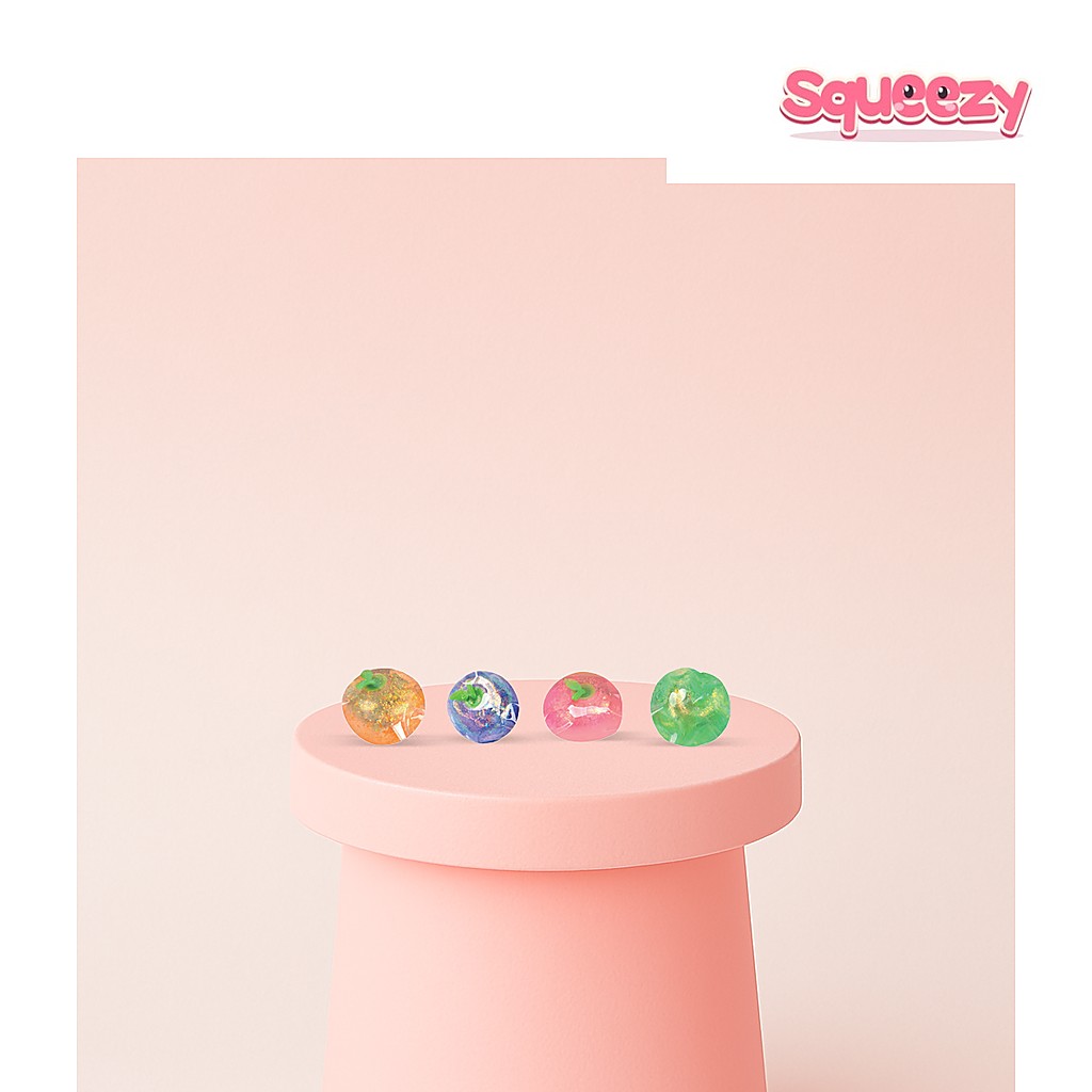 Squishy Fruits with Maltose Glitter Fruit being squeezed