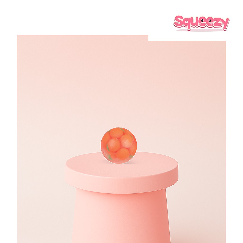 Squishy Persimmon Ball Persimmon Bubble being squeezed