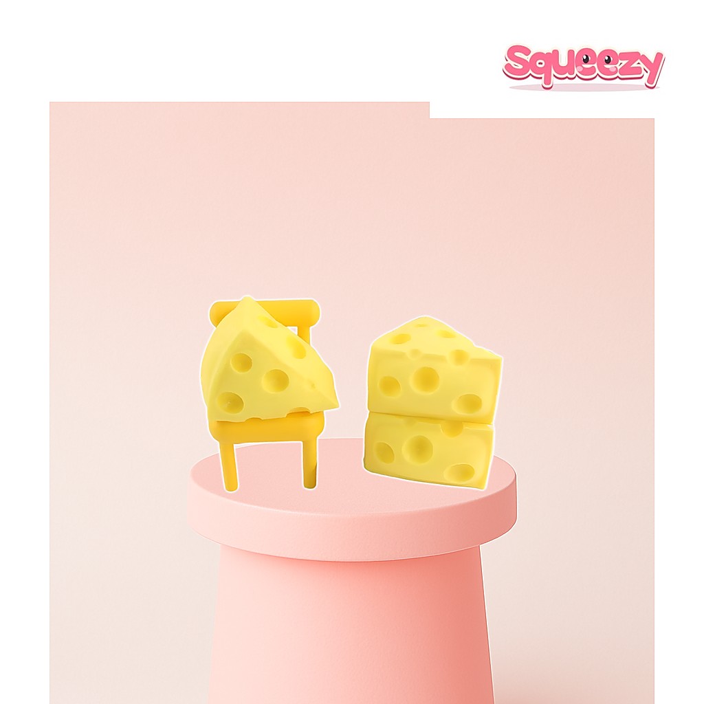Sticky Cheese Squishy being squeezed