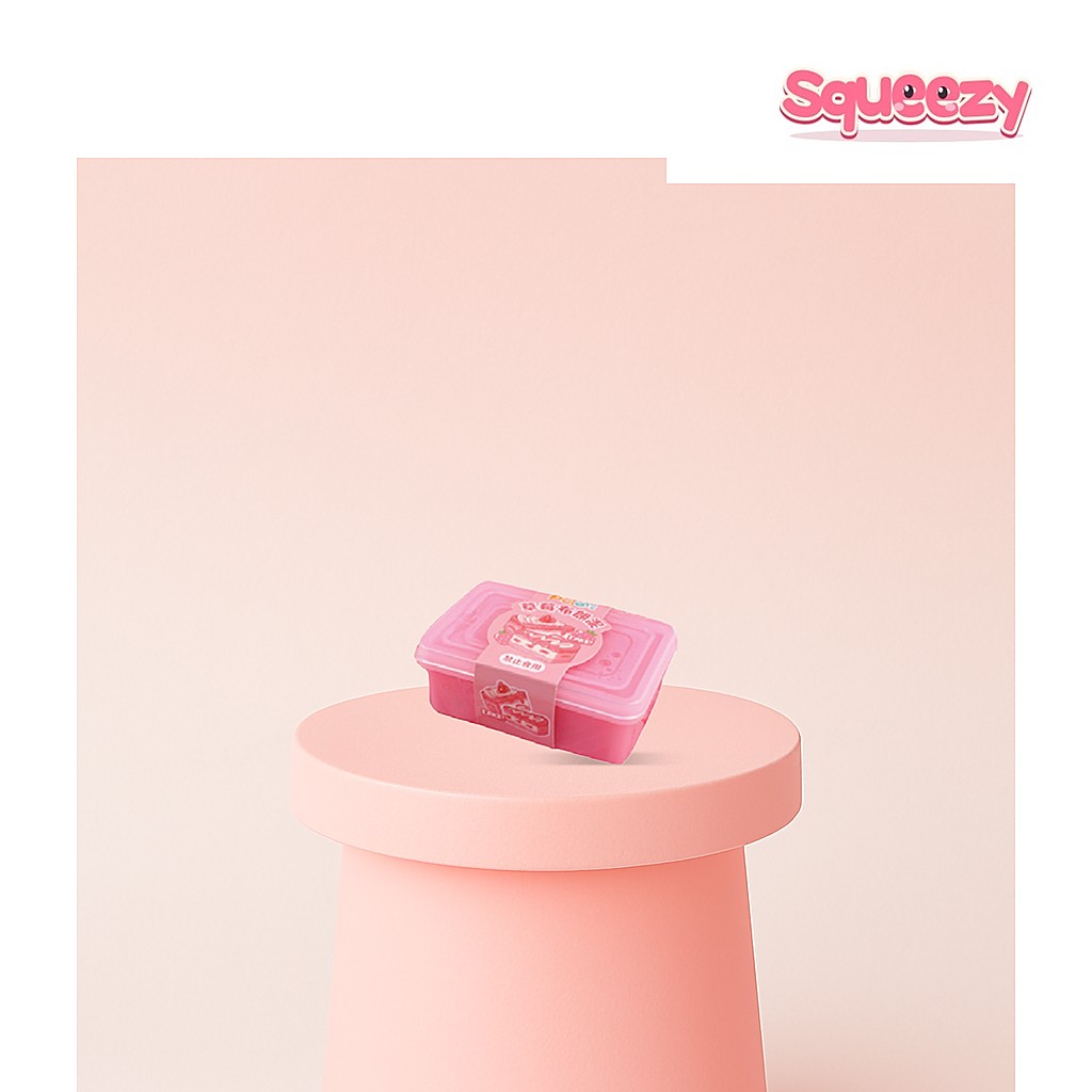 Strawberry Brownie Slime Strawberry Cake Scented Slime being squeezed