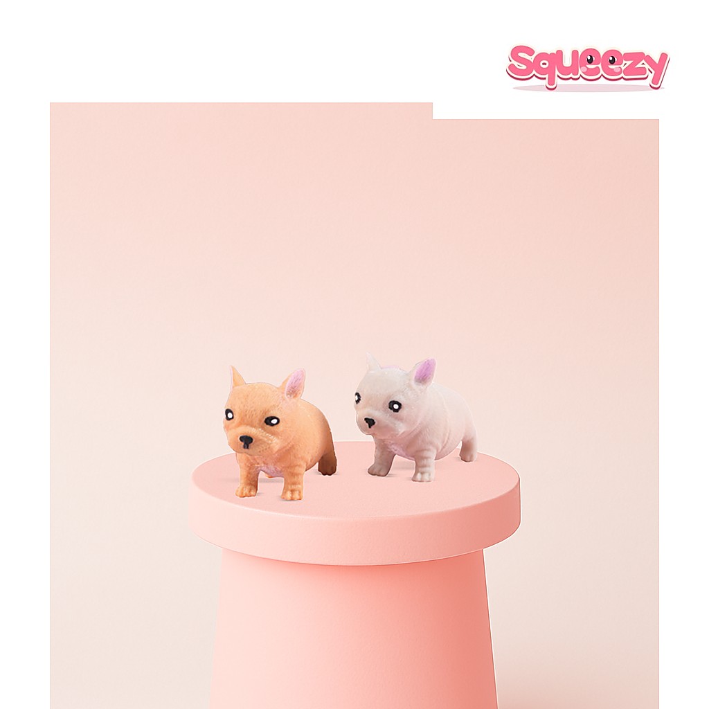 Stretchy Bulldog Soft Stretchable Sensory being squeezed