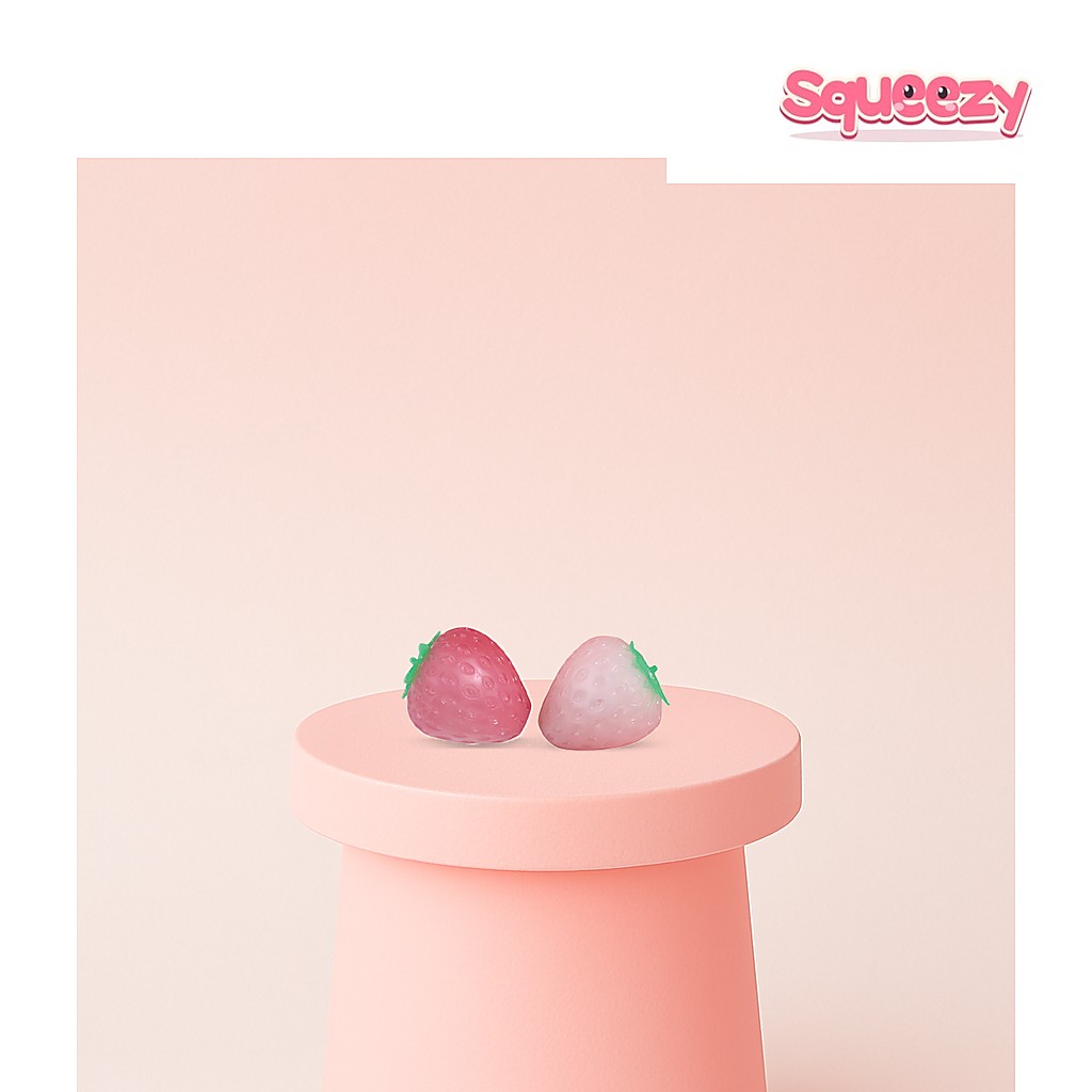 UV Color-Changing Strawberry Squishies being squeezed