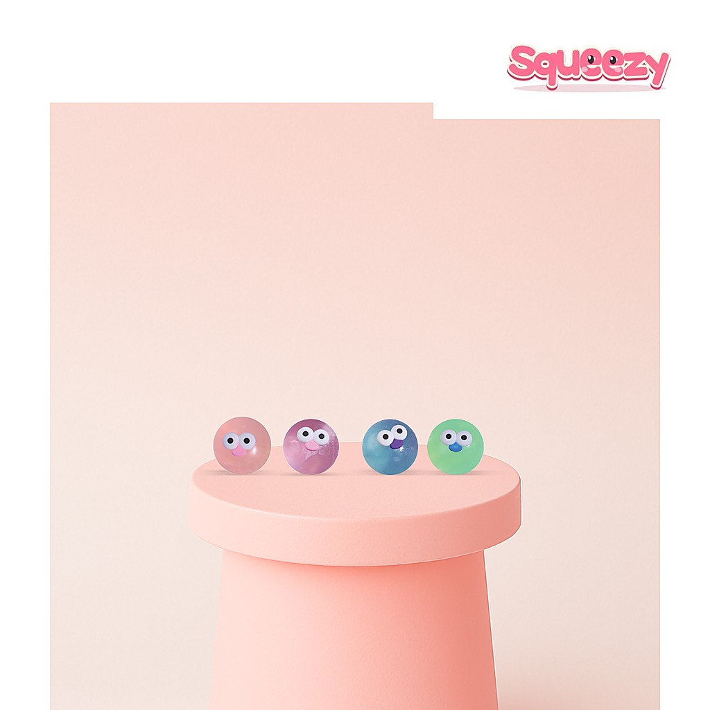 Water Ball with Emoji Cute Face Stress Relief Ball being squeezed