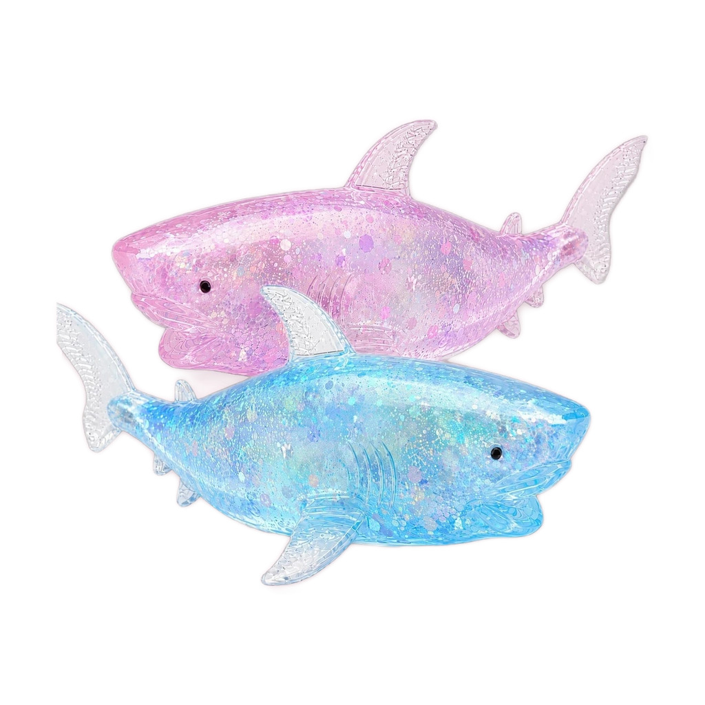 2 Pack Shark Squishy Sugar Balls in Pink and Blue