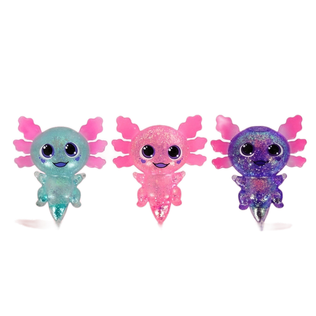 3 Pack Axolotl Water Bead Squishy Ball Set - Glitter Trio