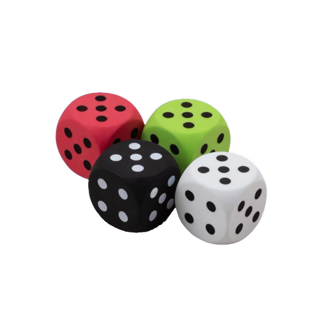 4 Color Dice Squishy Pack, Kawaii Foam Stress Relief Dice Cubes
