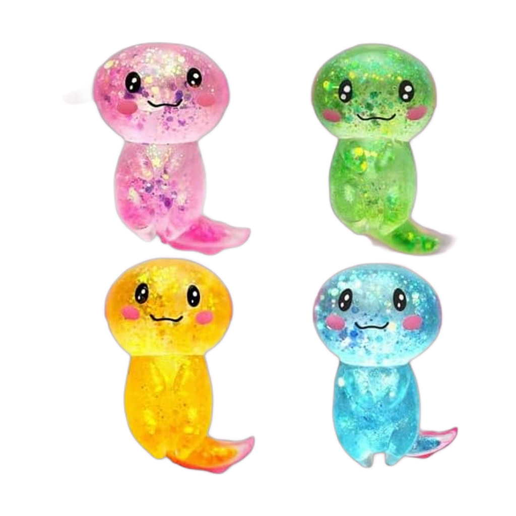 4 Pack Axolotl Squishy — Glittery Squeeze Set