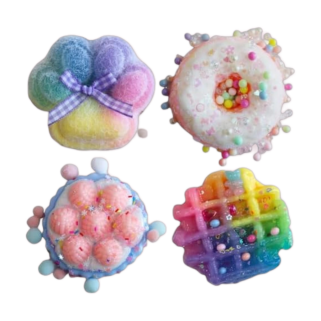 4 Pack Waffle Squishy Set Soft Dessert Squeeze Toys